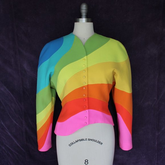 THIERRY MUGLER dress blazer jacket rainbow 42 - Picture 7 of 10